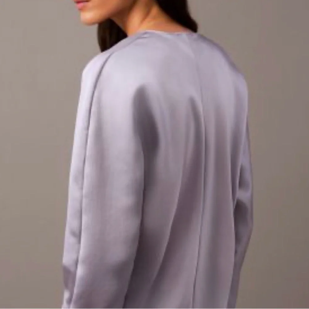 Calvin Klein Silver/Lavender Satin Blouse | Size XL - Picture 3 of 8